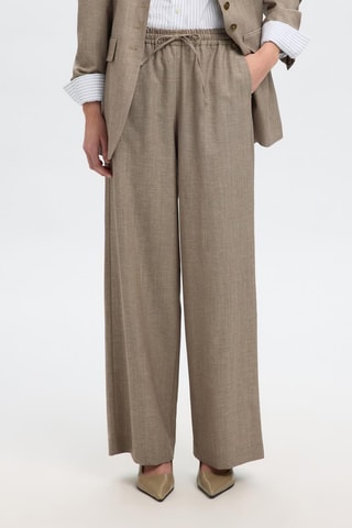 Pantalón de lana y lino - Beige - Selected