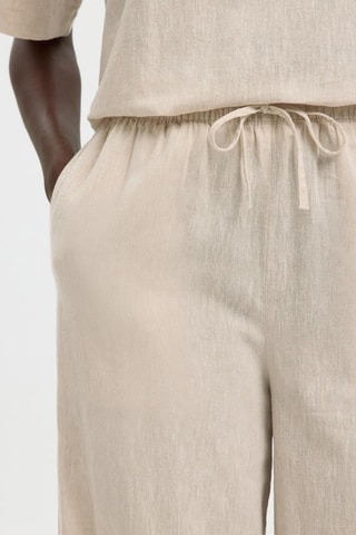 Pantalón wide leg de lino y algodón orgánico - Beige - Selected