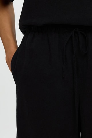 Pantalón de lino y algodón orgánico - Negro - Selected