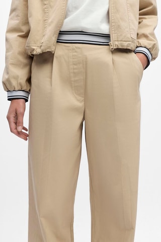 Pantalón wide leg de algodón orgánico - Beige - Selected