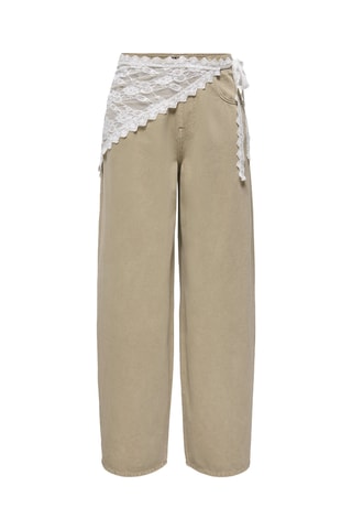 Pantalón barrel de tiro alto - Beige