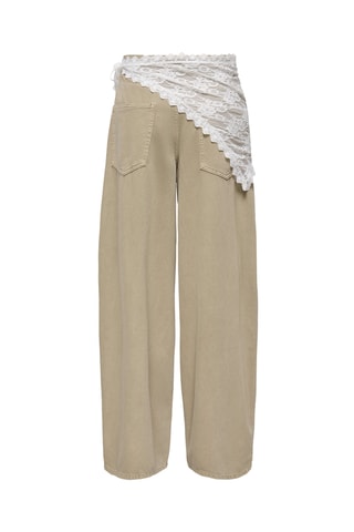 Pantalón barrel de tiro alto - Beige
