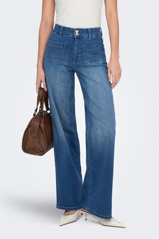 Pantalón wide leg de algodón orgánico de tiro alto - Azul claro