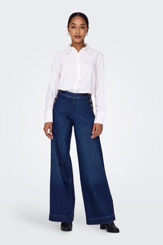 Vaquero wide leg de tiro alto - Azul oscuro
