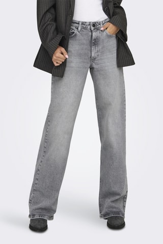Pantalón wide leg de algodón orgánico de tiro alto - Gris