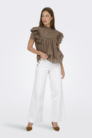 Pantalón wide leg de algodón orgánico de tiro alto - Blanco