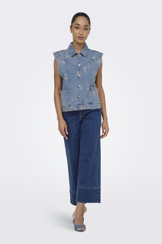 Vaquero wide leg de tiro alto - Azul oscuro