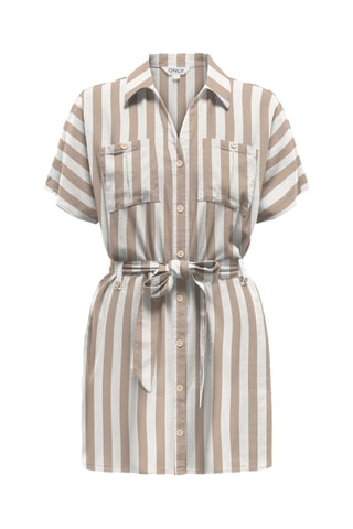 Vestido camisero de lino - Blanco