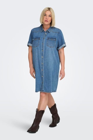 Vestido camisero vaquero - Azul cobalto