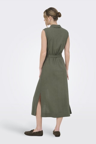 Vestido camisero de lino - Verde oliva