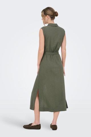 Vestido camisero de lino - Verde oliva