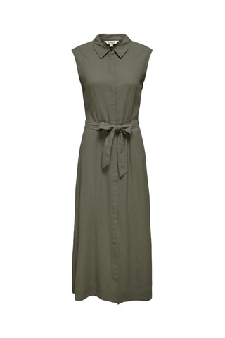 Vestido camisero de lino - Verde oliva