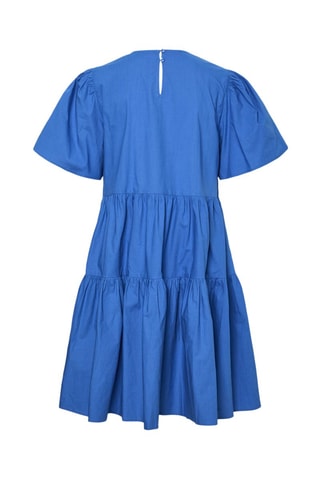 Vestido avolantado de algodón orgánico - Azul - Selected