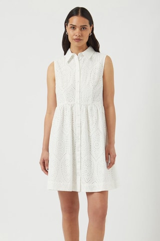 Vestido camisero de algodón orgánico - Blanco - Selected