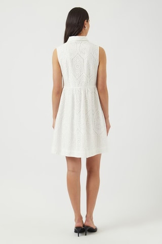 Vestido camisero de algodón orgánico - Blanco - Selected