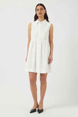 Vestido camisero de algodón orgánico - Blanco - Selected