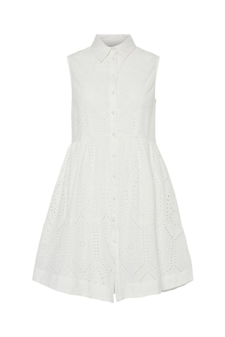 Vestido camisero de algodón orgánico - Blanco - Selected