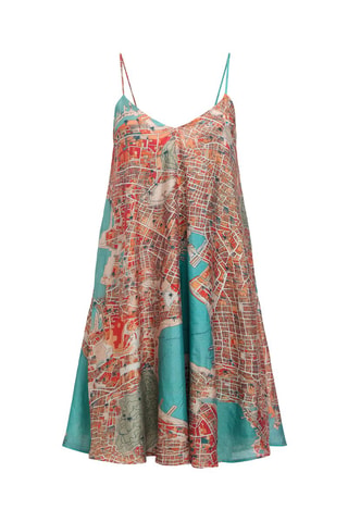 Vestido trapecio sin mangas - Turquesa - Selected