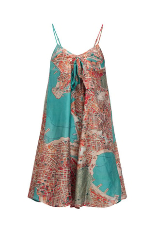 Vestido trapecio sin mangas - Turquesa - Selected