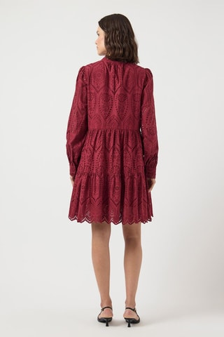Vestido corto de algodón orgánico - Burdeos - Selected