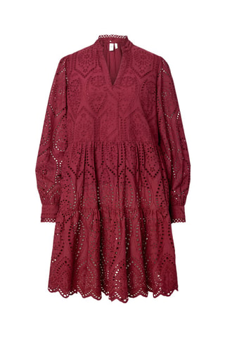 Vestido corto de algodón orgánico - Burdeos - Selected