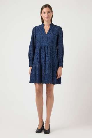 Vestido corto de algodón orgánico - Azul marino - Selected