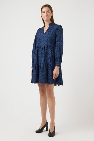 Vestido corto de algodón orgánico - Azul marino - Selected
