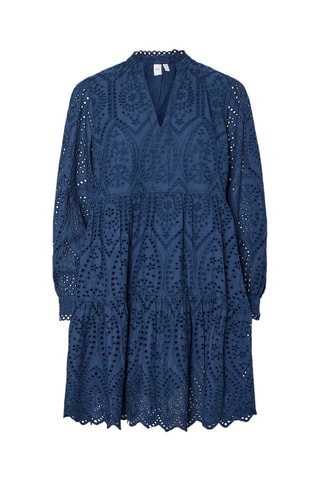 Vestido corto de algodón orgánico - Azul marino - Selected