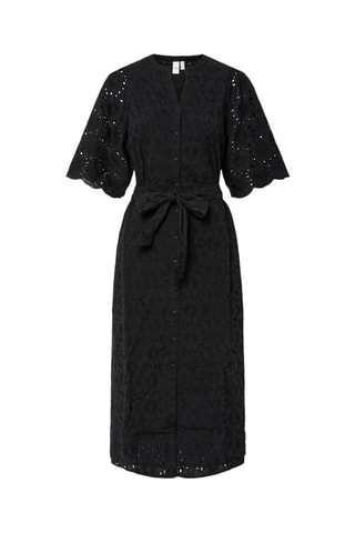 Vestido midi de algodón orgánico - Negro - Selected