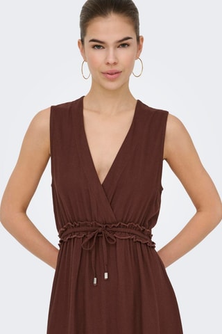 Vestido largo de lino - Marrón oscuro