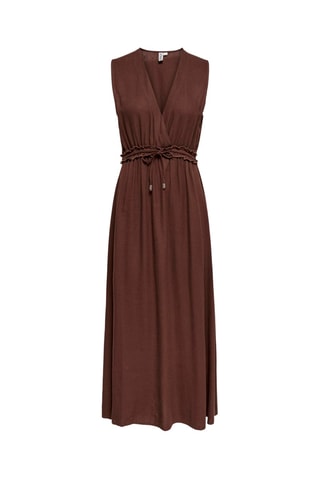 Vestido largo de lino - Marrón oscuro