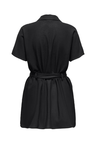 Vestido camisero de lino - Negro