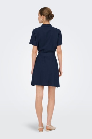 Vestido camisero de lino - Azul marino