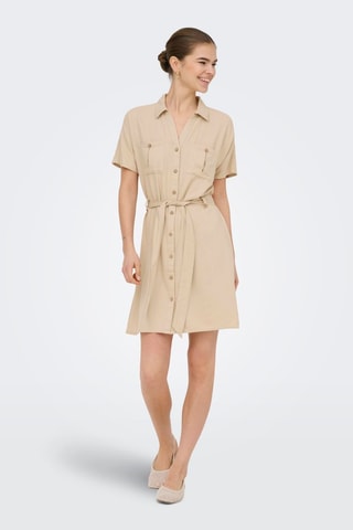 Vestido camisero de lino - Beige