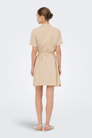 Vestido camisero de lino - Beige