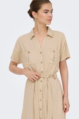 Vestido camisero de lino - Beige
