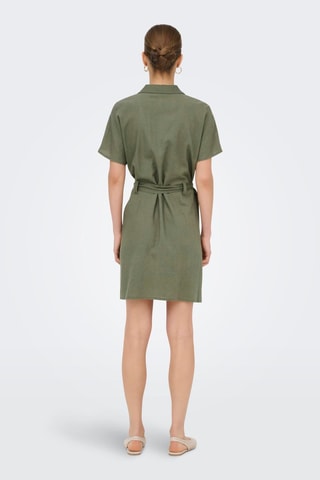 Vestido camisero de lino - Caqui