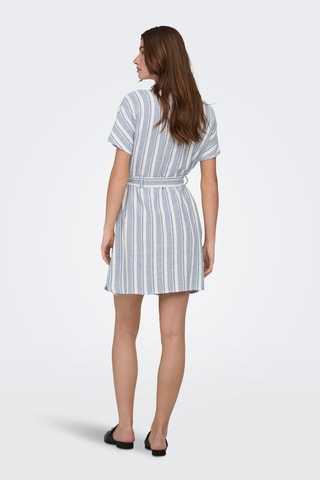 Vestido camisero de lino - Azul