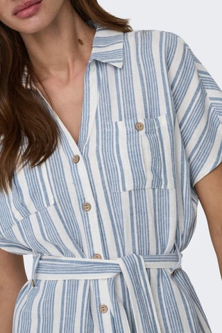 Vestido camisero de lino - Azul
