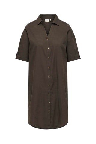 Vestido camisero de algodón orgánico - Marrón