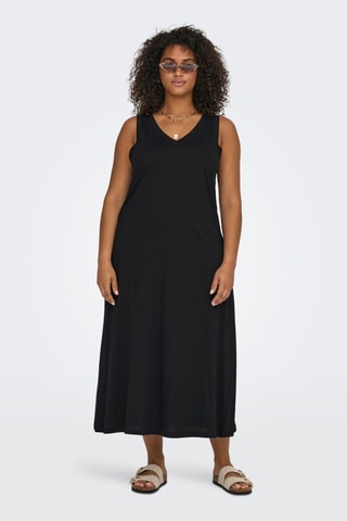 Vestido midi de algodón orgánico - Negro
