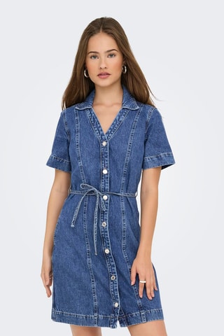 Vestido camisero vaquero - Azul marino