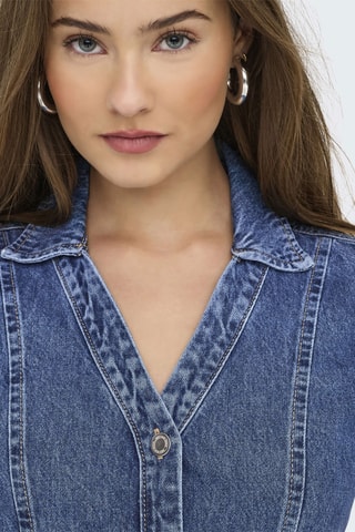 Vestido camisero vaquero - Azul marino