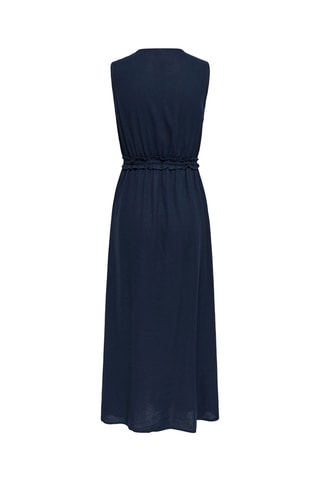 Vestido largo de lino - Azul marino