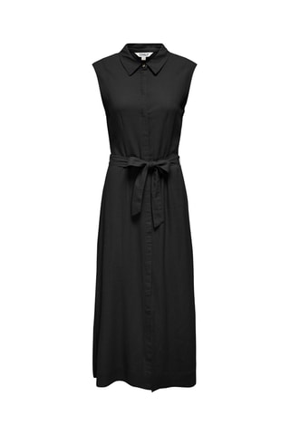 Vestido camisero de lino - Negro