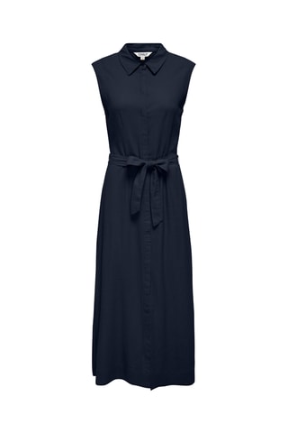 Vestido camisero de lino - Azul marino
