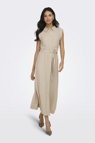 Vestido camisero de lino - Beige