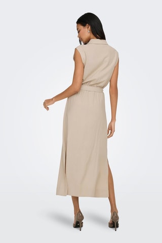 Vestido camisero de lino - Beige