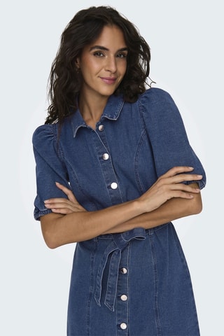 Vestido camisero vaquero - Azul marino