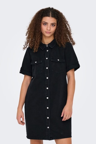 Vestido camisa regular fit - Negro